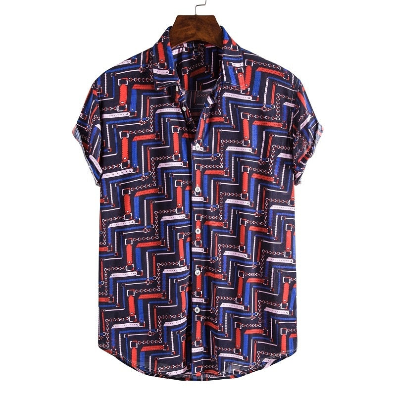 Short Sleeve Male Shirts Hawaiian Fashionable Elegant Classic