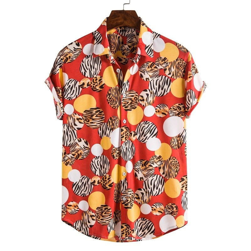 Short Sleeve Male Shirts Hawaiian Fashionable Elegant Classic