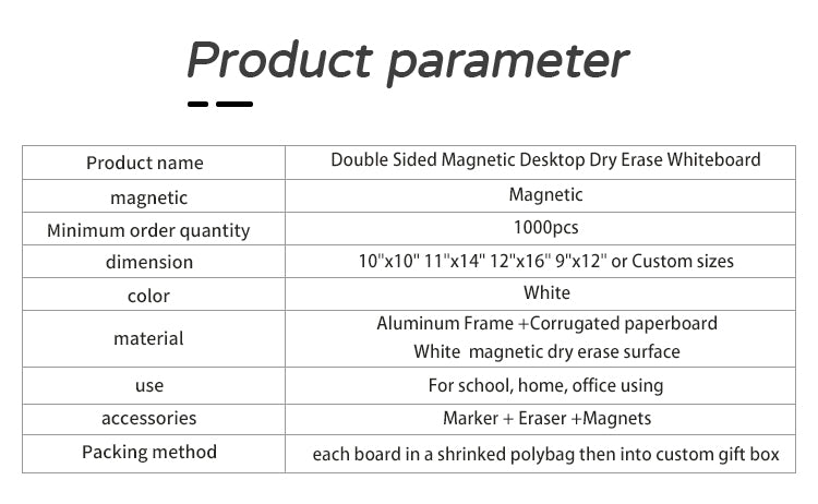 M22 Double Sided Magnetic Desktop Dry Erase Stand Whiteboard