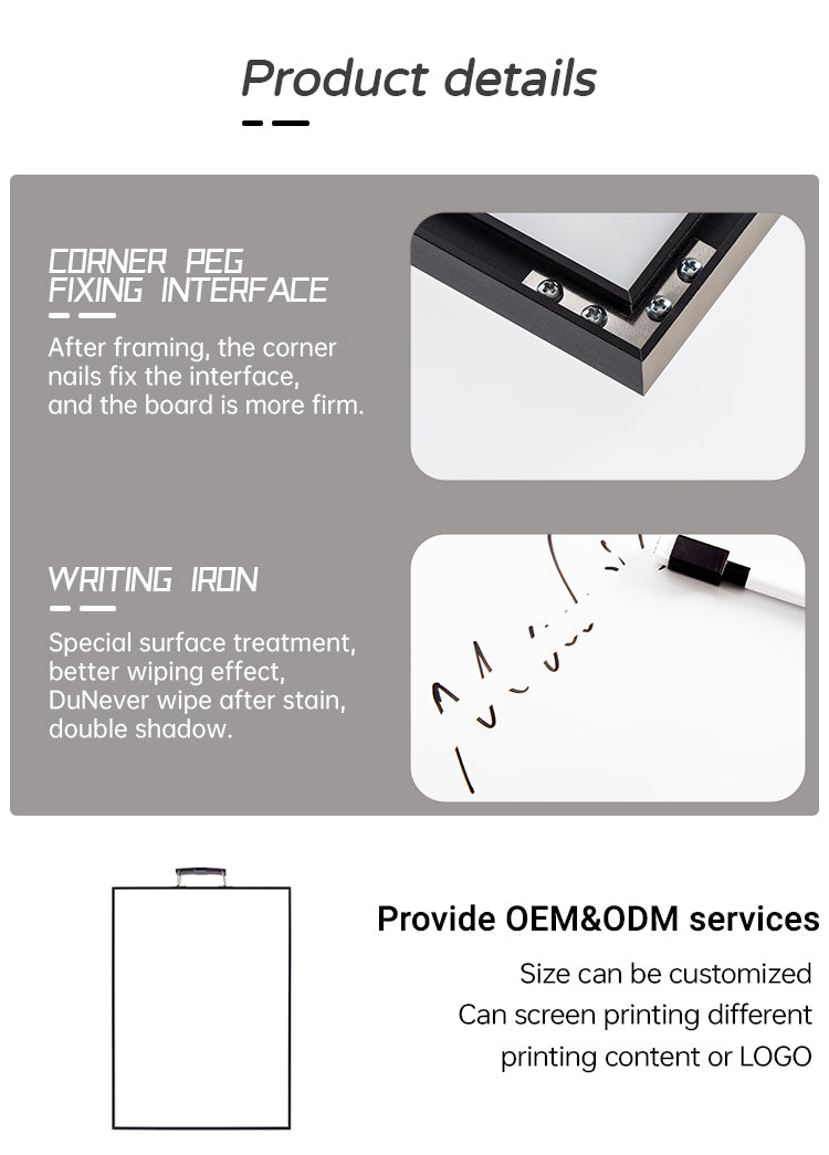 Aluminum Narrow Bezel Magnet Dry Erase White Board