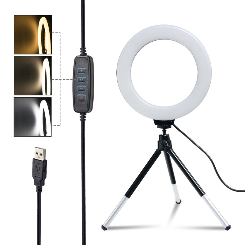 Adjustable USB Ring Light for Live Streaming and Video Recording