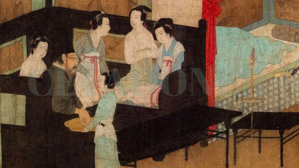 "Partial View of 'Han Xizai's Night Revels,' a Painting by Gu Hongzhong from the Five Dynasties Period"