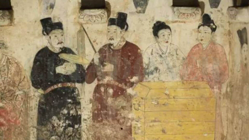 "Mural Depicting Tea Preparation in a Liao Dynasty Tomb in Xuanhua, Hebei Province"