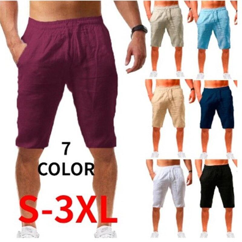 2022 New High Quality Summer Men's Breathable Casual Sports Cotton and Linen Comfortable Fashion Beach Shorts Jogging Pants Male