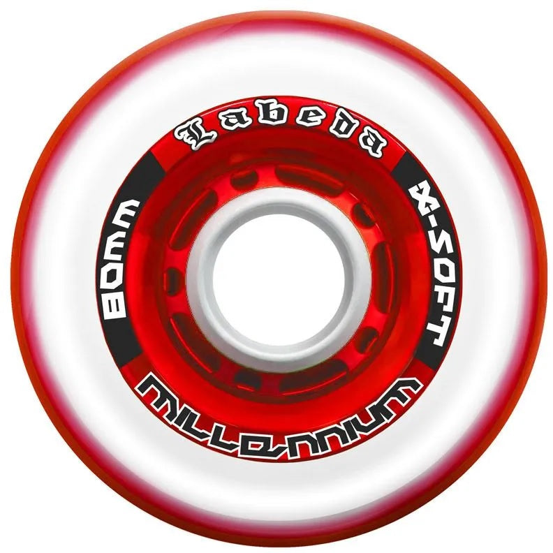 Labeda Millennium Indoor Clear Red Inline Hockey Wheels - 72MM