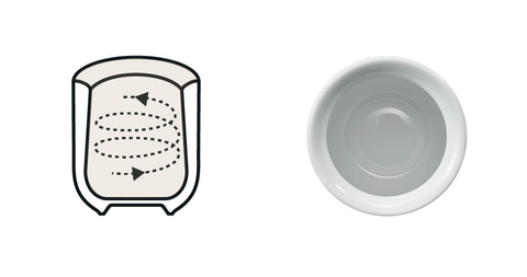Insulated white porcelain cup with blue circle