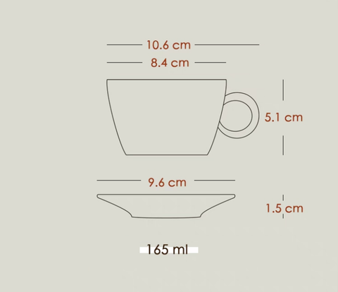 ceramic coffee cup and saucer size