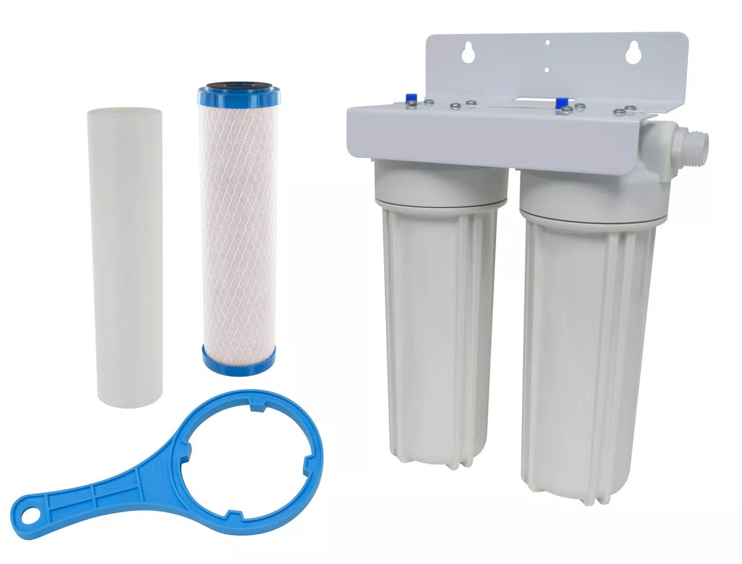 Valterra | Exterior Filter System | Dual Housing with Sediment Pre-Filter | Advanced Carbon Block Cartridge | A01-1139 | with Wall Bracket and Wrench