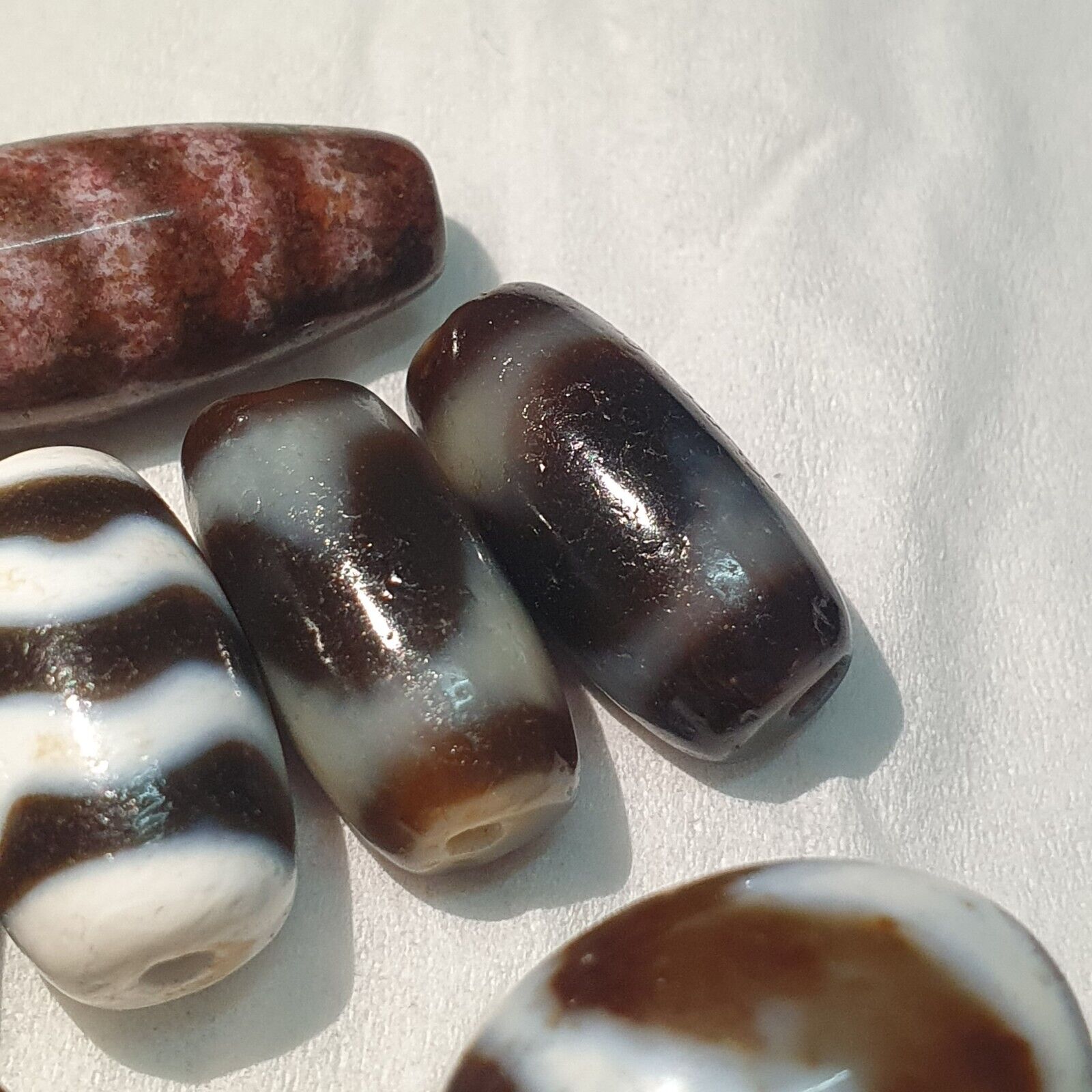 Lot 9 Vintage Tibetan Unique pattern Eyes Agate stone Dzi Bead Amulet