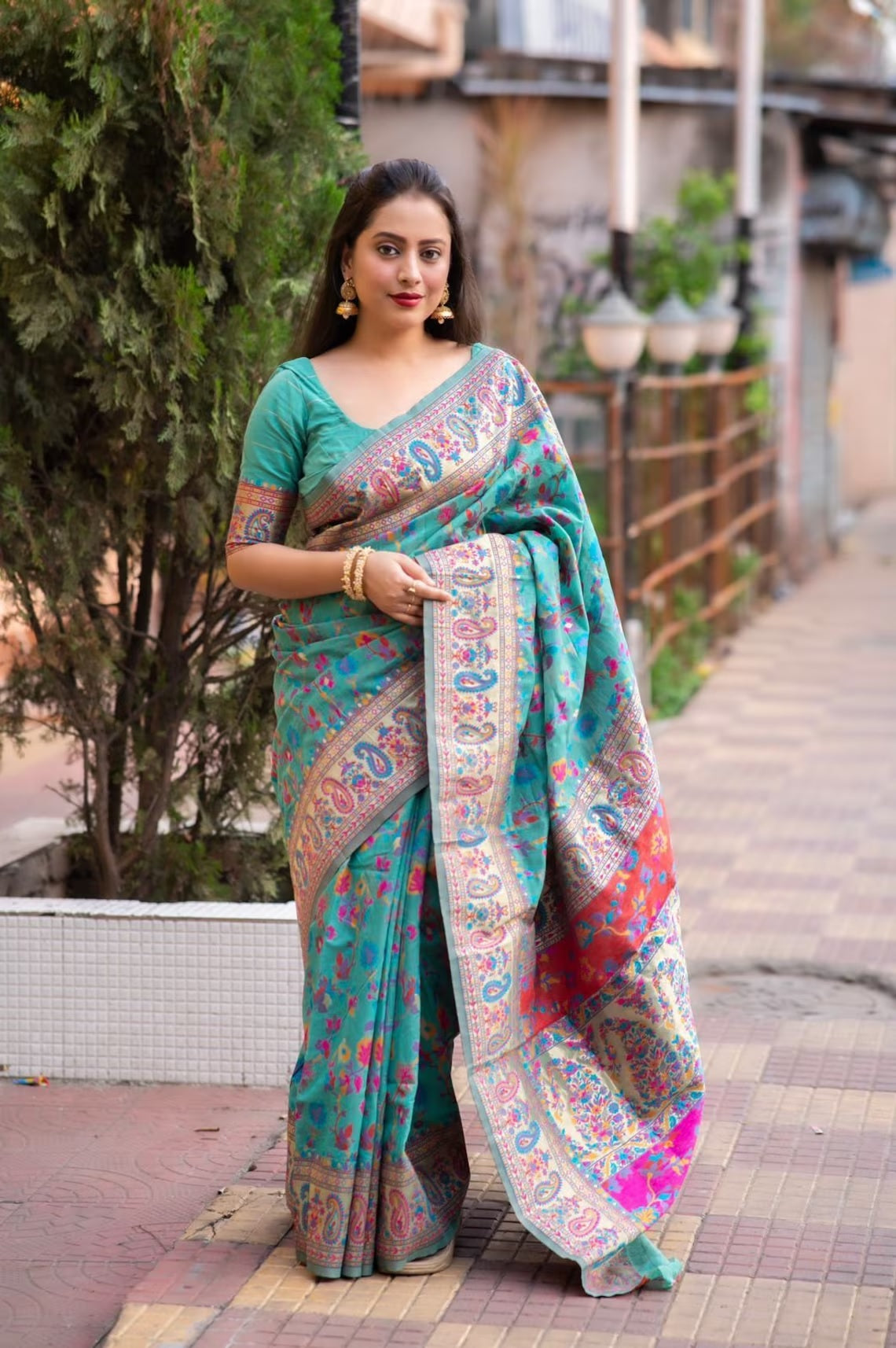 Traditional cotton Silk & Indian Bollywood Soft Lichi Silk Saree With Blouse 11-VV-E