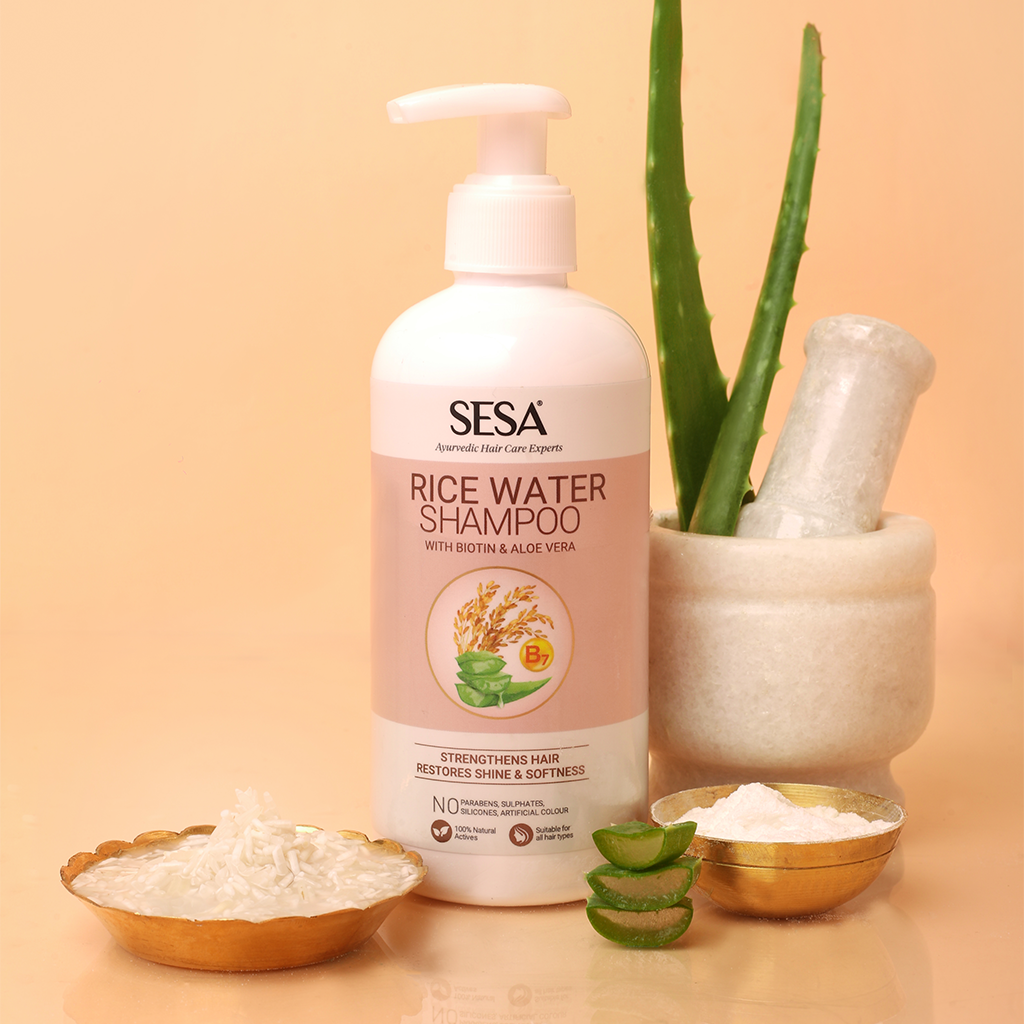 Sesa Rice Water Conditioner with Biotin & Shea Butter for Smooth & Shiny Hair | NO Sulphates, Parabens or Silicones - 300 ml