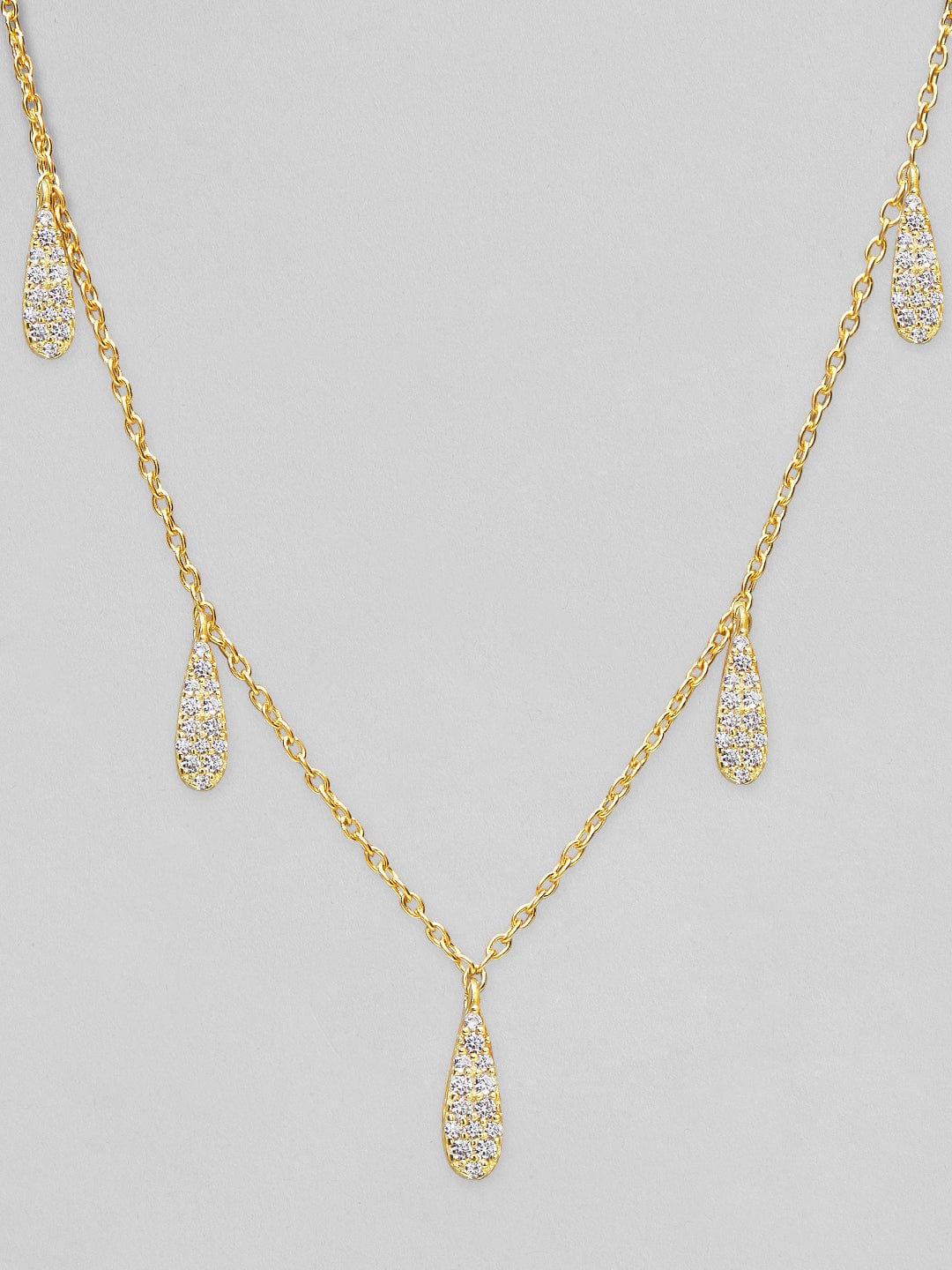 Rubans 925 Silver The Sparkling Drops Elegant Necklace - Gold Plated