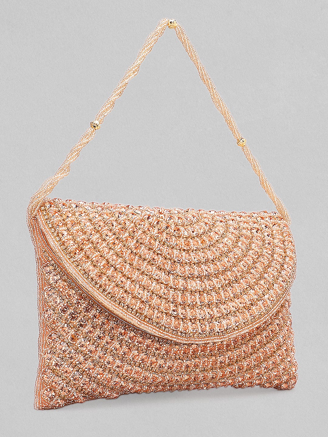 Rubans Brown Stoned Beadwork Hand Bag