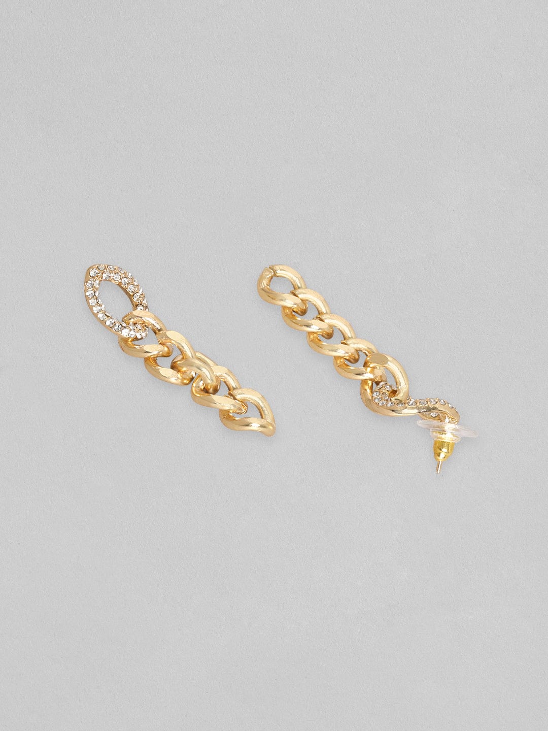 Rubans Voguish Gold Toned Cuban Link Dangle Earrings
