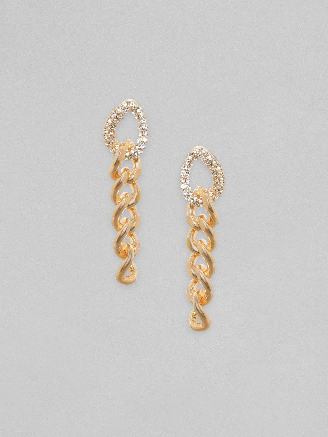Rubans Voguish Gold Toned Cuban Link Dangle Earrings