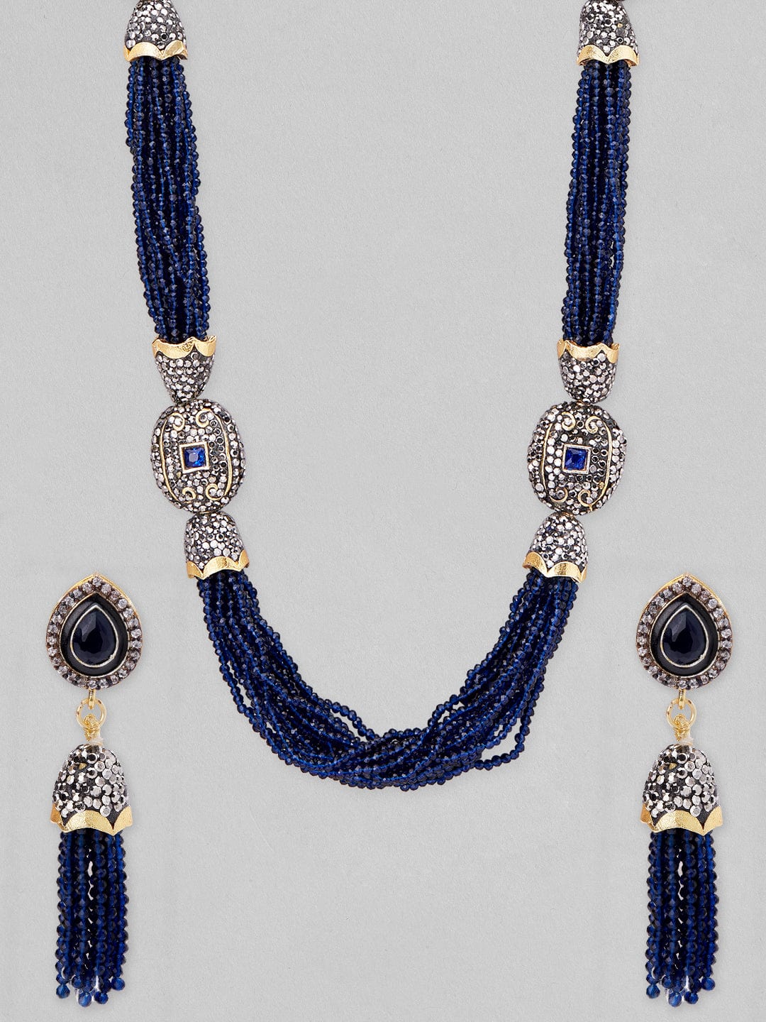 Rubans Necklace Set With Royal Blue beads And Elegant Design