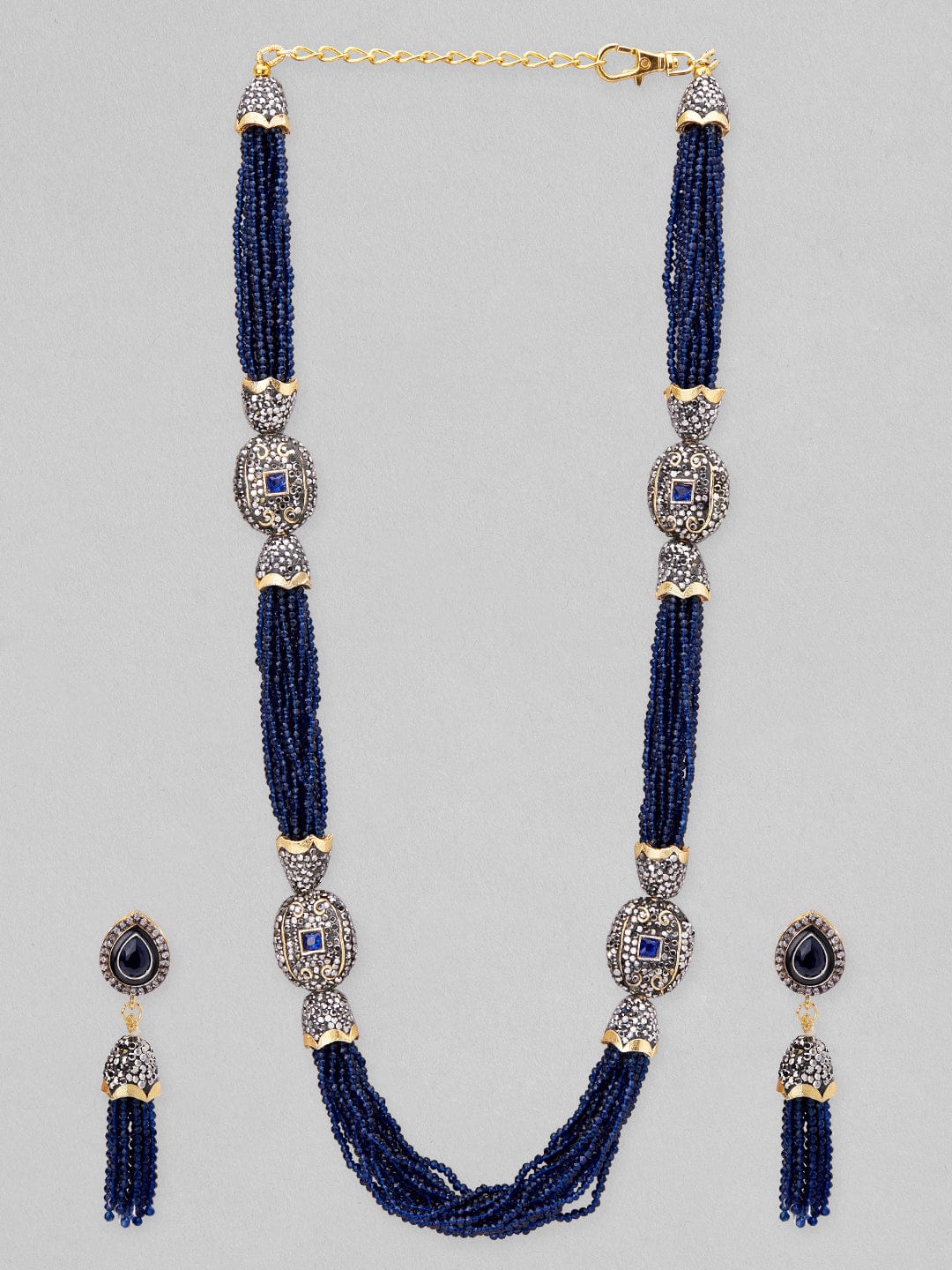 Rubans Necklace Set With Royal Blue beads And Elegant Design