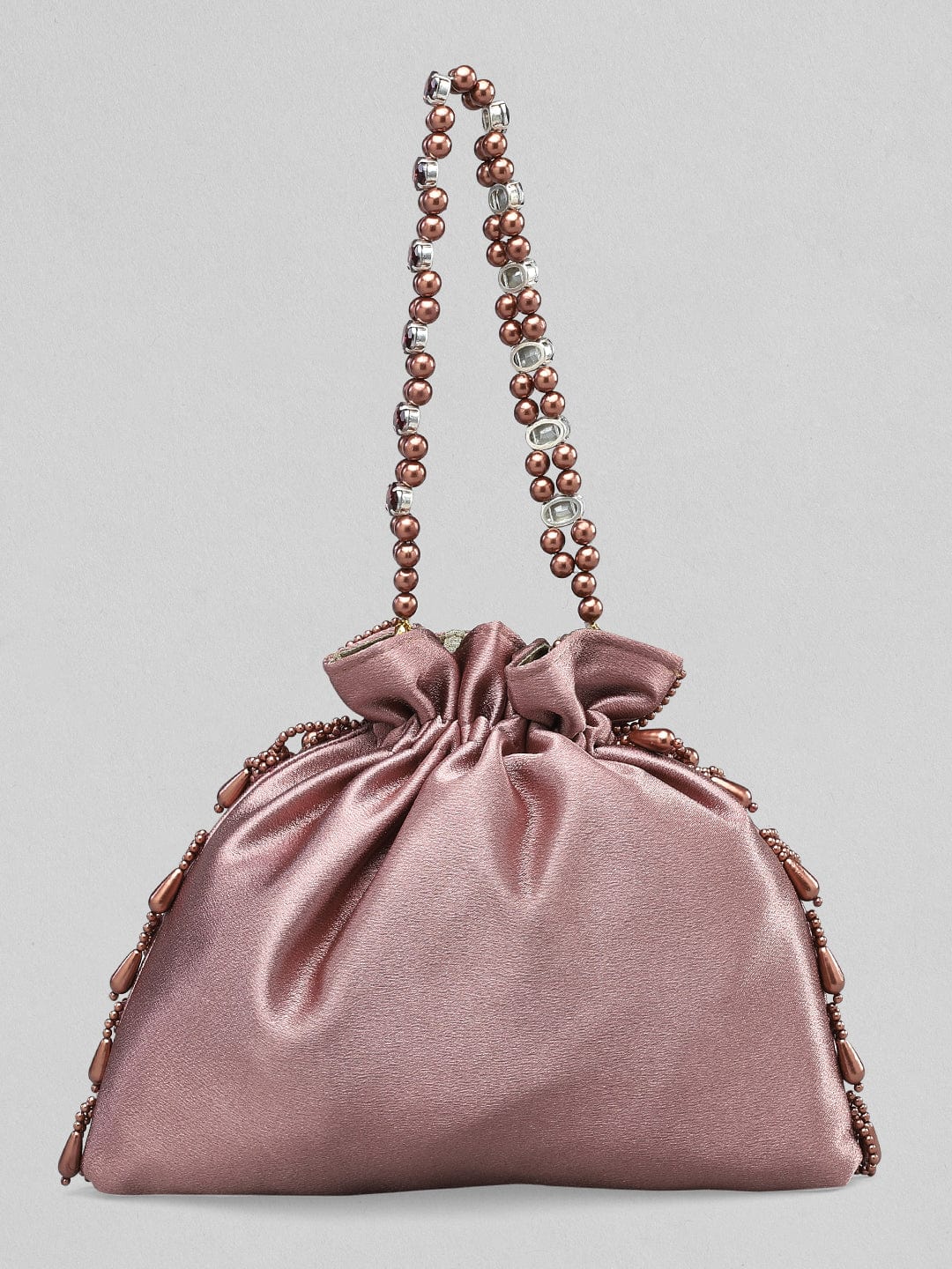 Rubans Potli Bag With Embroided Design Of Pearls.