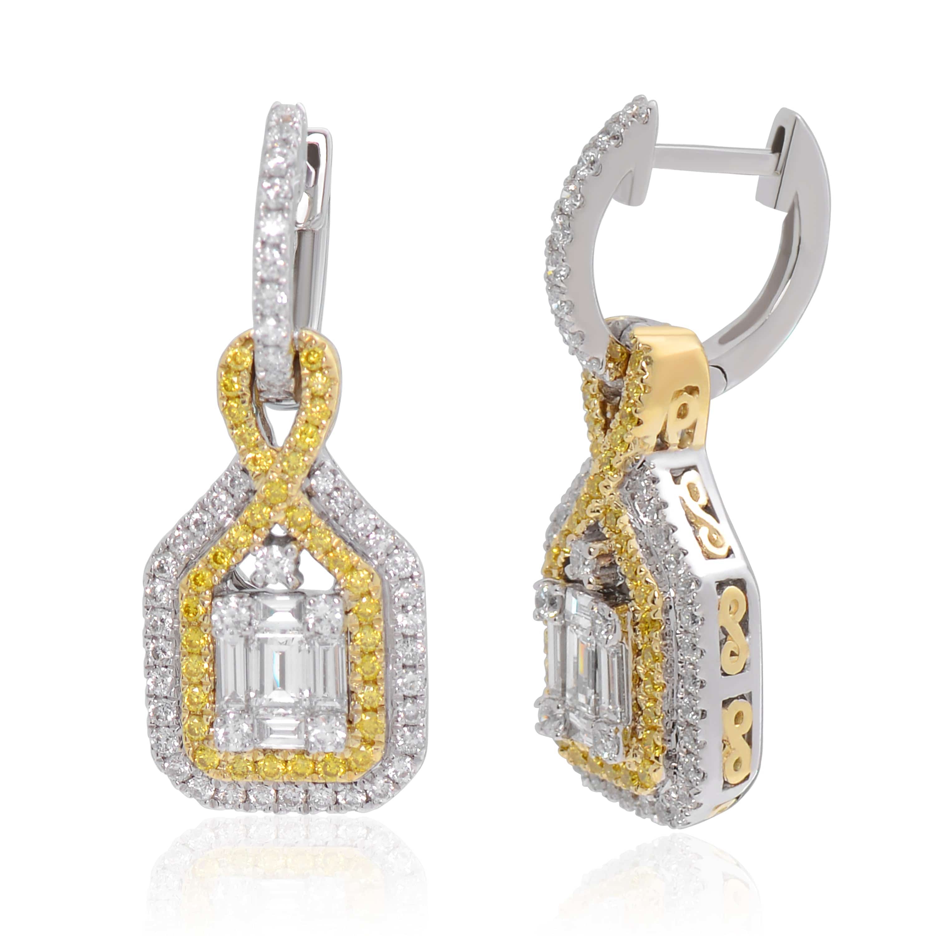 Gregg Ruth 14K Gold, White Diamond 1.13ct. tw. and Fancy Yellow Diamond Drop Earrings