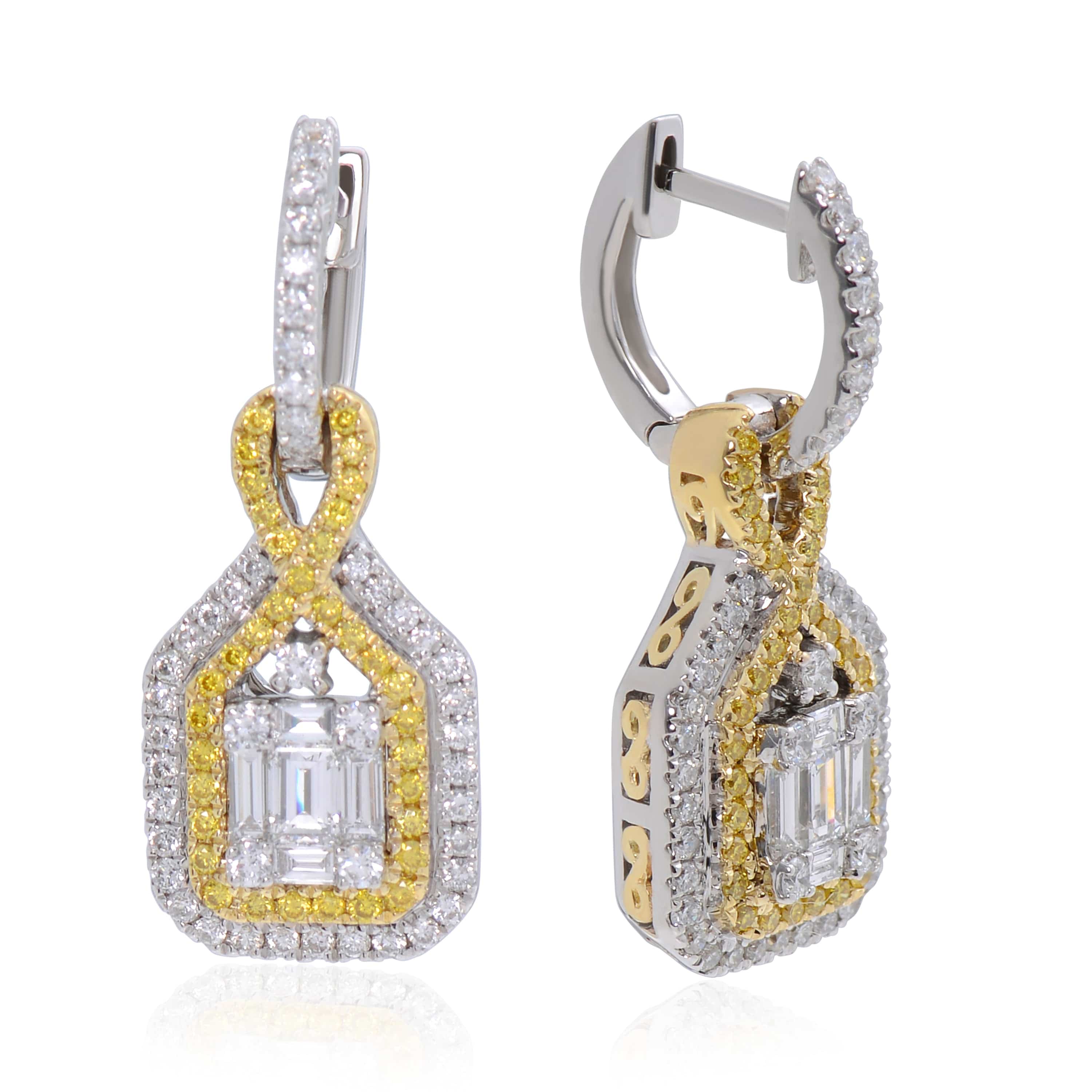 Gregg Ruth 14K Gold, White Diamond 1.13ct. tw. and Fancy Yellow Diamond Drop Earrings