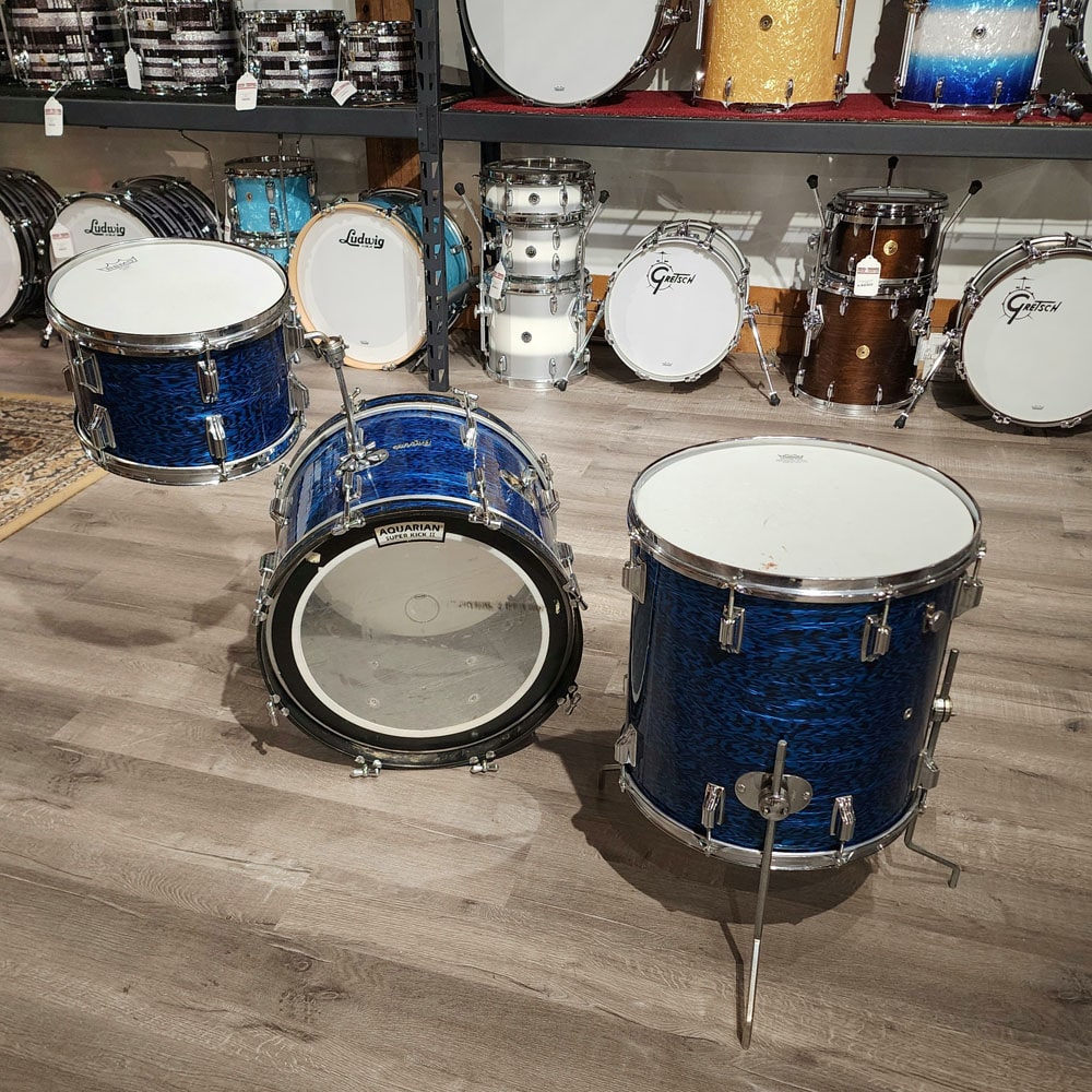 Used Vintage Rogers Holiday 3pc Drum Set Blue Onyx - Good