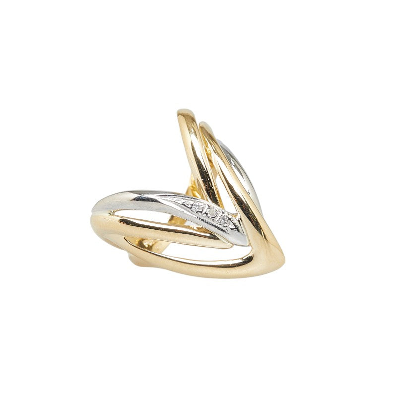 K18YG Yellow Gold Pt850 Platinum Combi Diamond 0.03ct Ring Ring  13