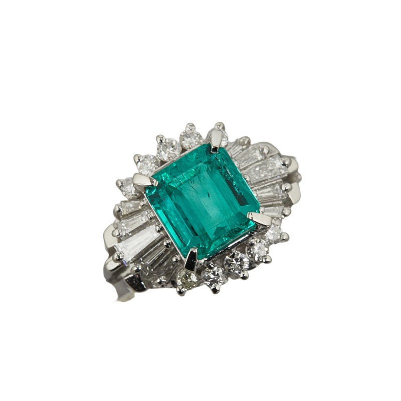 Pt900 Platinum Emerald 1.59ct Diamond 0.50ct Ring  None. 12