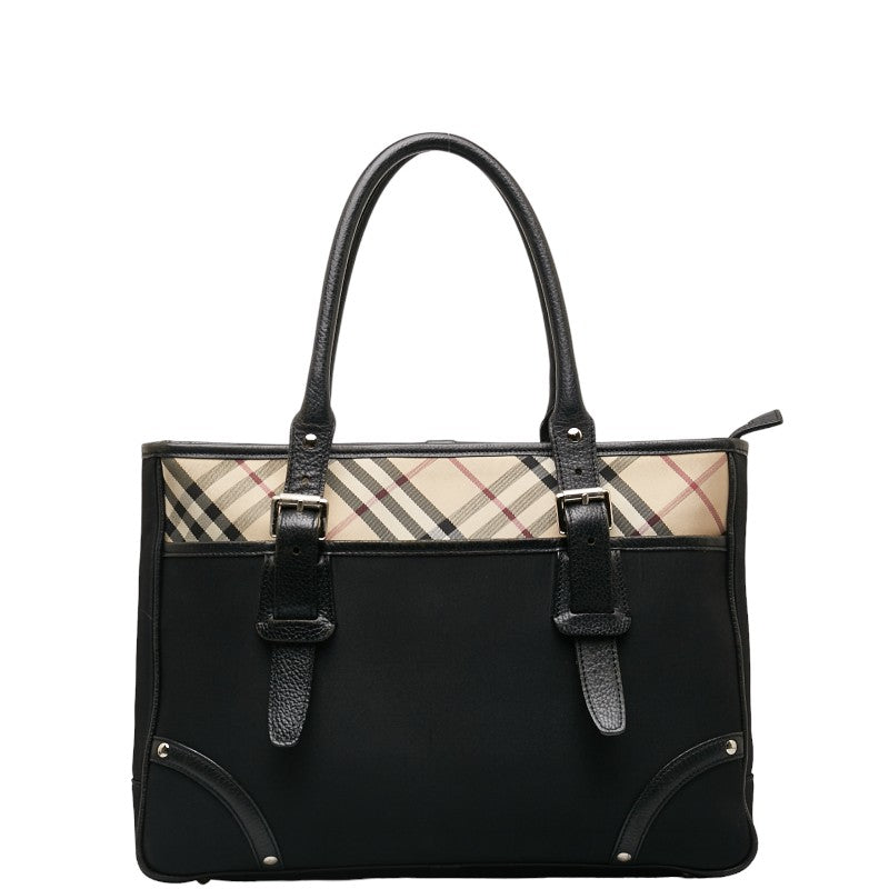 Burberry Noneva Check  Handbag Black Leather