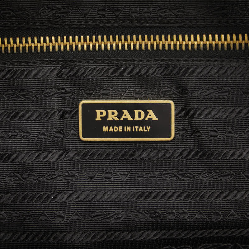 Prada Boston Bag Black Brown Nylon Leather  Prada