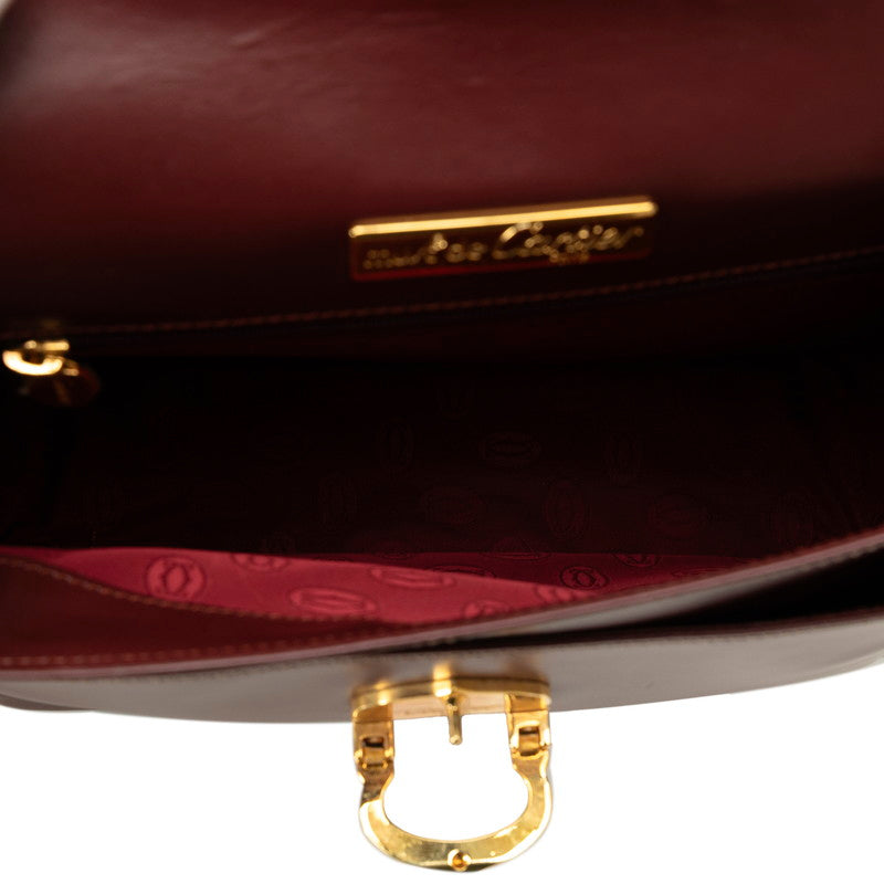 Cartier Masterline Sloping Shoulder Bag Wine Red Bordeaux Leather  Cartier