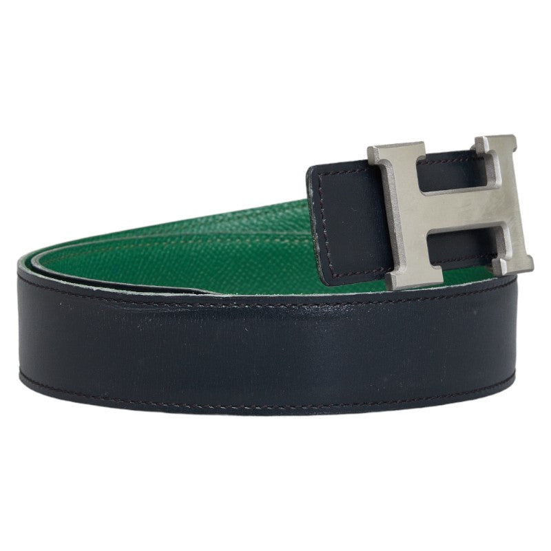 Hermes Constance Reverseible H Belt Green Black Leather  Hermes