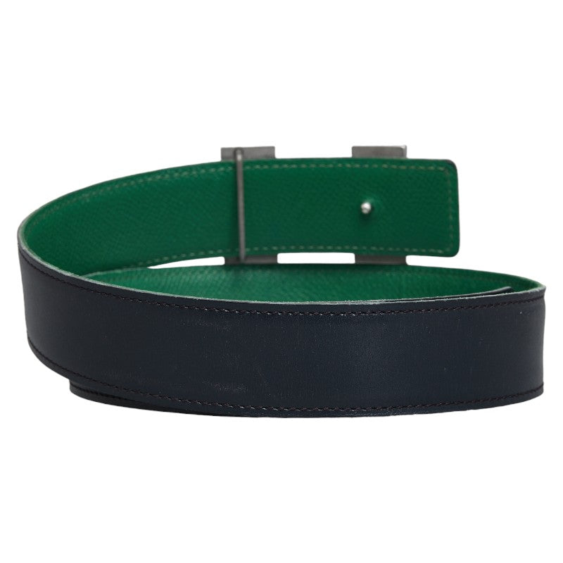 Hermes Constance Reverseible H Belt Green Black Leather  Hermes