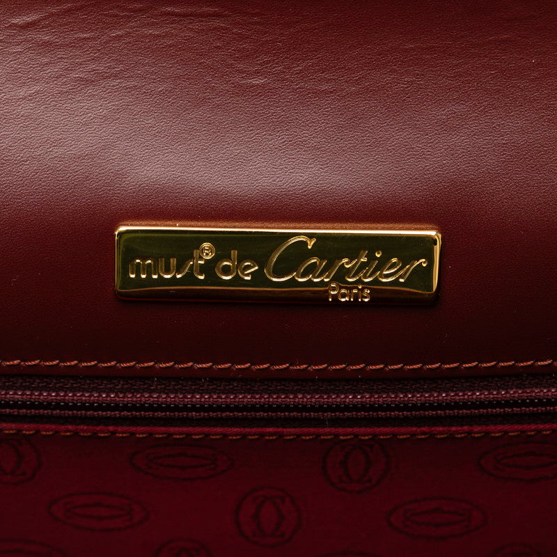 Cartier Masterline Sloping Shoulder Bag Wine Red Bordeaux Leather  Cartier