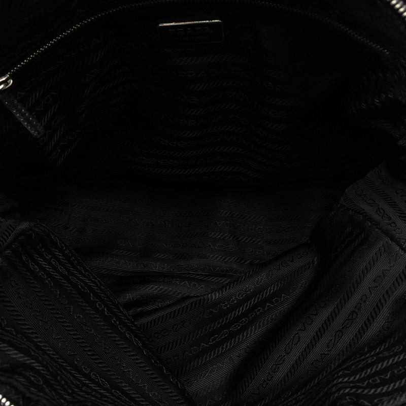 Prada Triangle Logo   Shoulder Bag Black Nylon  Prada