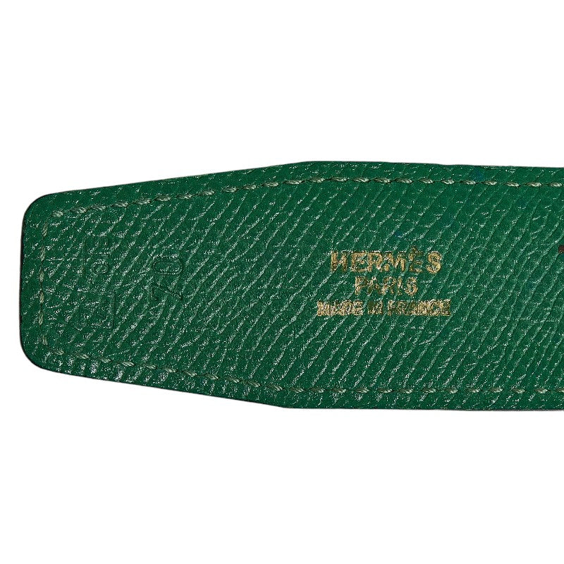 Hermes Constance Reverseible H Belt Green Black Leather  Hermes