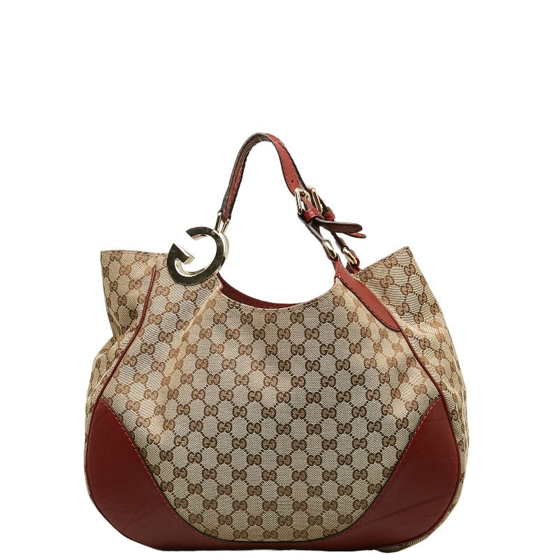 Gucci GG Canvas Shoulder Bag Handbag 203504 Beige Red Canvas Leather  Gucci
