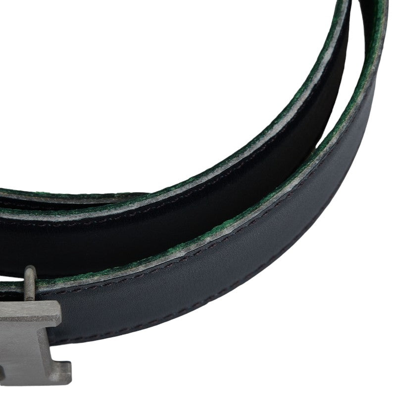 Hermes Constance Reverseible H Belt Green Black Leather  Hermes