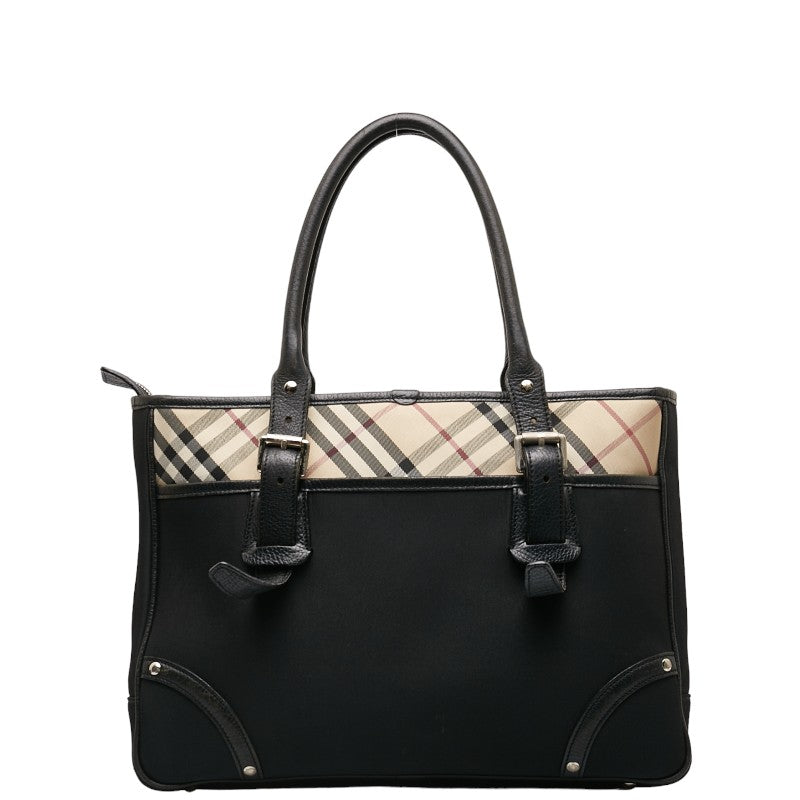 Burberry Noneva Check  Handbag Black Leather