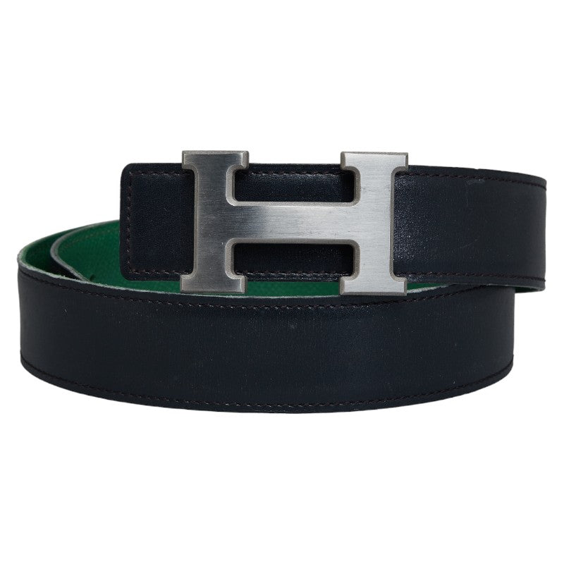 Hermes Constance Reverseible H Belt Green Black Leather  Hermes