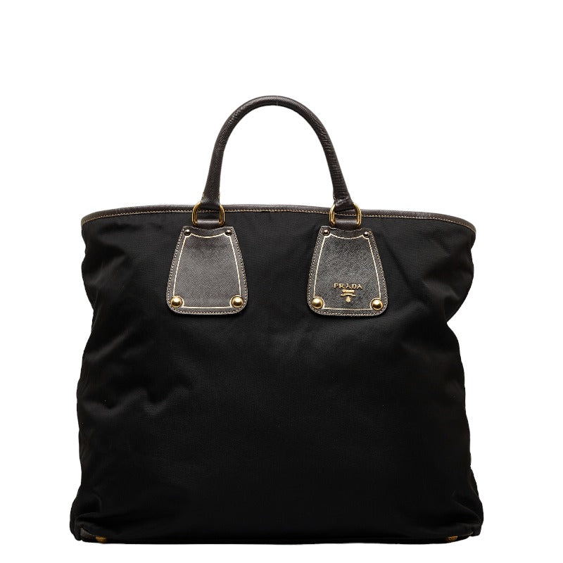 Prada Boston Bag Black Brown Nylon Leather  Prada