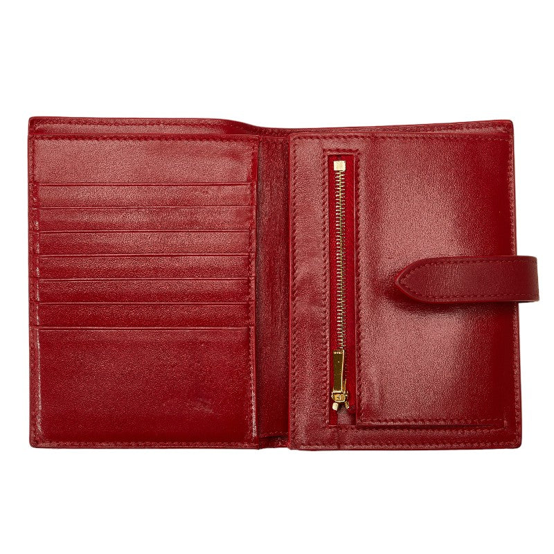 Celine Medium Strap Wallet Two Folded Wallet Red Leather  Celine