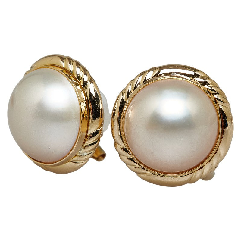 K18YG Yellow Gold Mabe Pearl About 14mm Early Earring