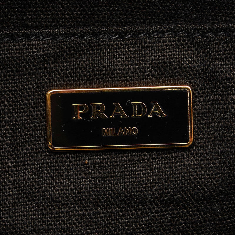 Prada Canapatto Handbag Shoulder Bag 2WAY Black Canvas  Prada