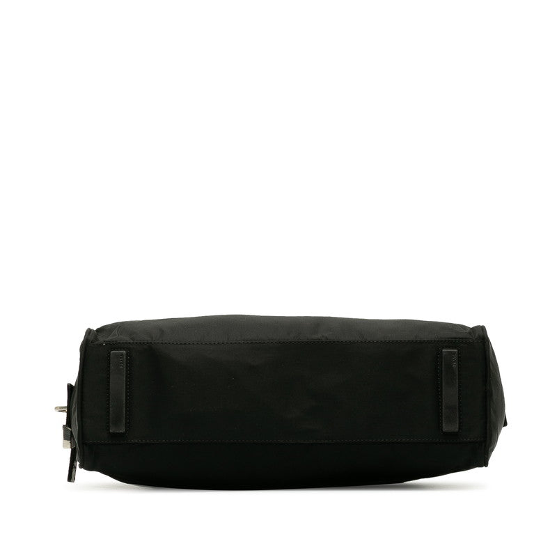 Prada Triangle Logo   Shoulder Bag Black Nylon  Prada