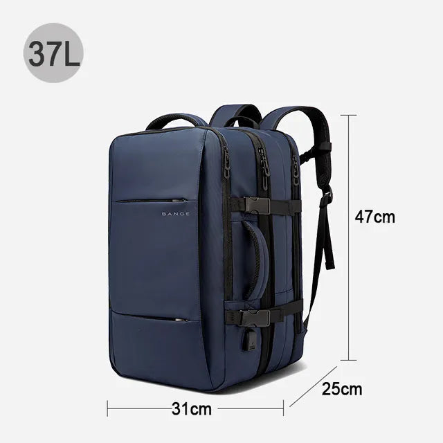 Expandable Waterproof Travel Backpack with USB Port