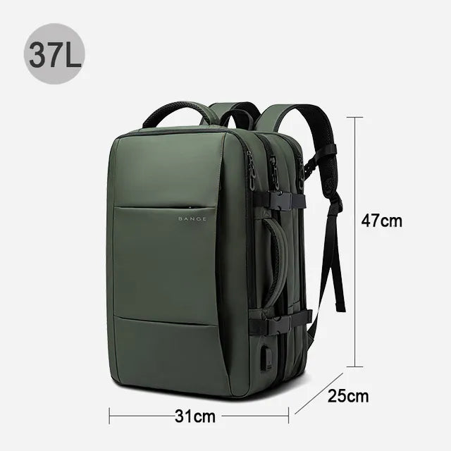 Expandable Waterproof Travel Backpack with USB Port