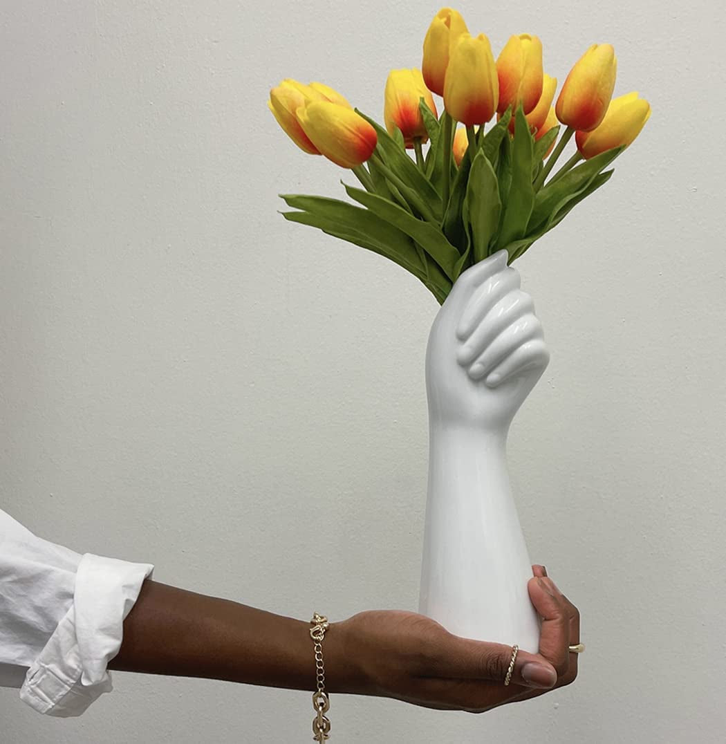 White Ceramic Hand Vase