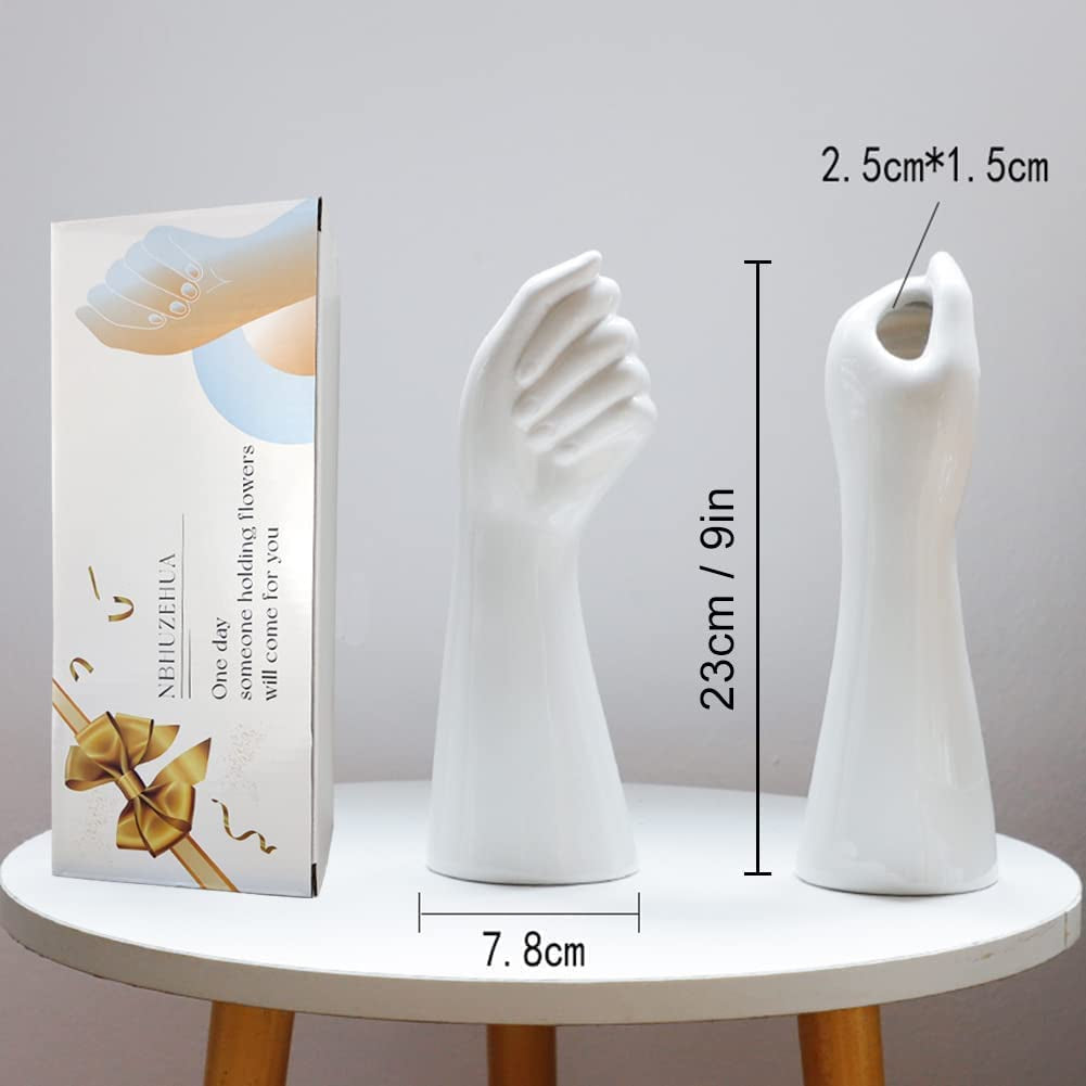 White Ceramic Hand Vase