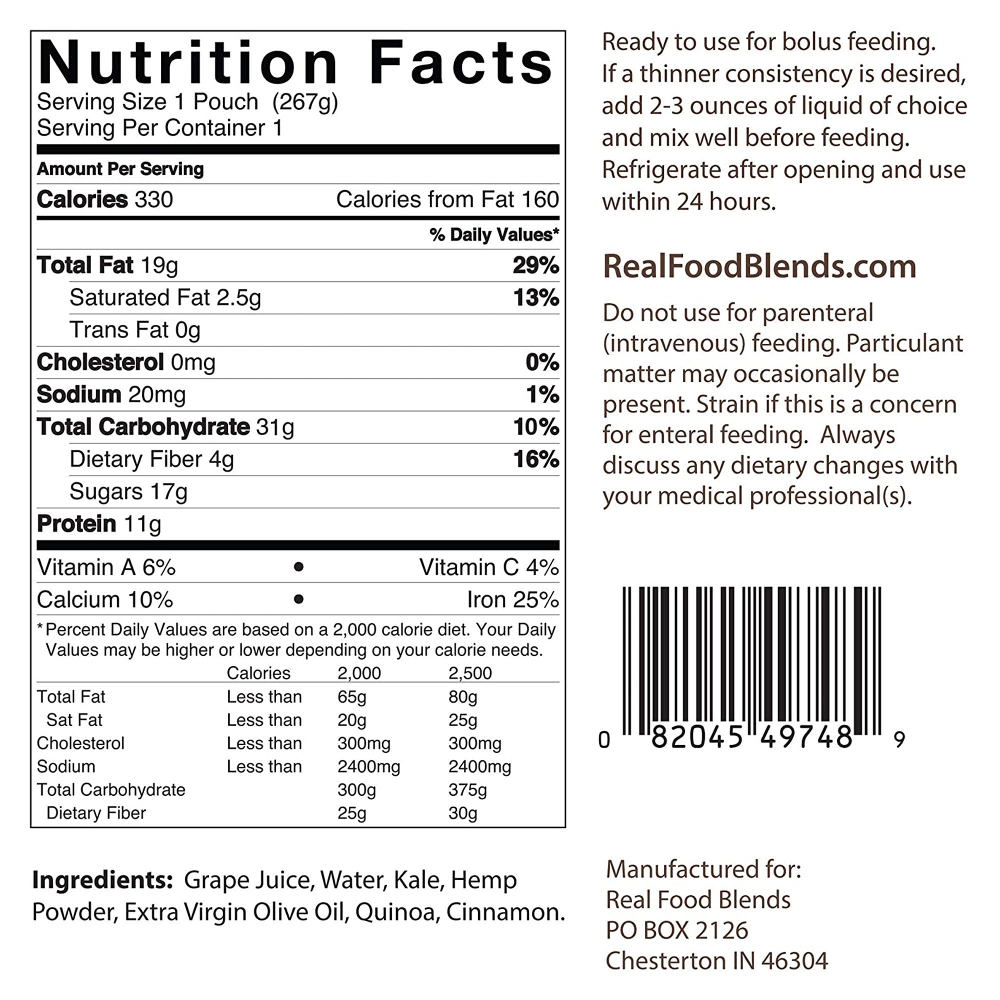 Real Food Blends? Variety Pack Pureed Food Blend for Tube Feeding, 9.4-ounce pouch