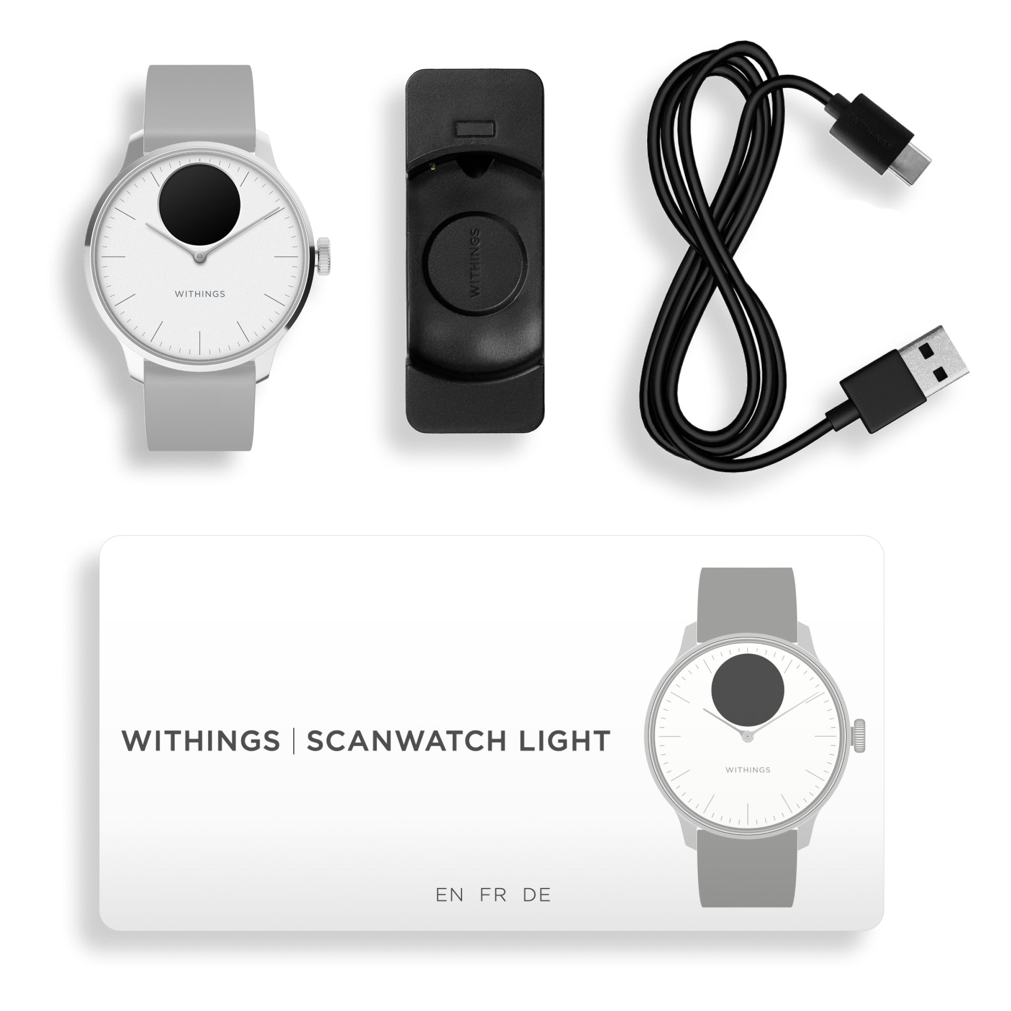 Withings ScanWatch Light Smart Watch, 37mm, White